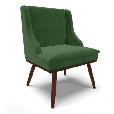 Imagem de Cadeira de Jantar Liz Suede Base Fixa Madeira com Pés Palito Tabaco - 