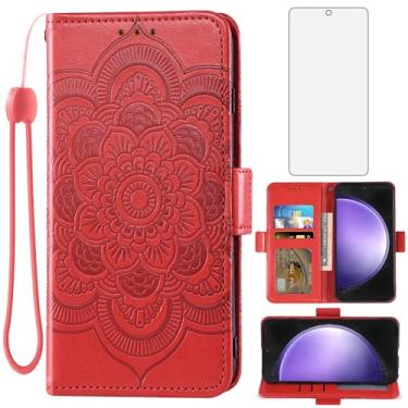 Imagem de Asuwish Capa de telefone para Samsung Galaxy S23 FE 5G capa carteira com protetor de tela de vidro temperado e suporte de cartão de crédito flip de couro com alça de pulso acessórios de celular S 23