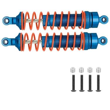 Imagem de ARRCat 2 peças de amortecedores dianteiros para 1/10 Arrma Bigrock 4X4 Granito 4X4 Senton 4X4 Vorteks 4X4 Typhon 4X4 RC Truck, alumínio completo Big Bore Shock Hops Up, substitui AR330550 AR330551, azul marinho