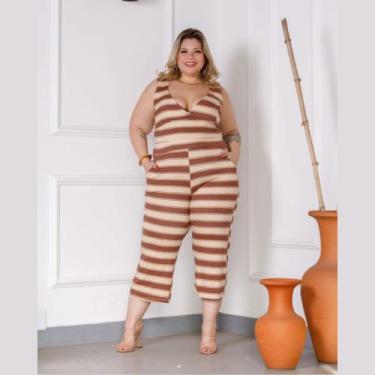 Imagem de Macacão Feminino Verão Capri Regata Alça Larga Plus Size - Rosana Farc