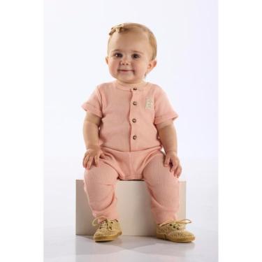 Imagem de Macacão em Ribana Unissex para Bebê Up Baby, Rosa, RN