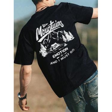 Imagem de Camiseta Masculina Ombro A Ombro Com Estampa De Montanha - crushed, Pr