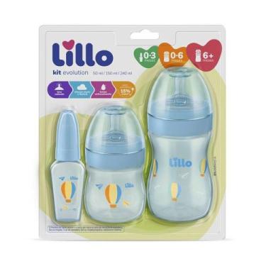 Imagem de Kit de Mamadeira Lillo Evolution Primeiros Passos 3 Peças Azul