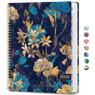 Imagem de Agenda 2026, agenda semanal e mensal, janeiro de 2026 a dezembro de 2026, agenda espiral de capa dura com abas mensais, páginas de notas, perfeito para mulheres e homens, A4 (21,6 cm x 28 cm) - Fowers