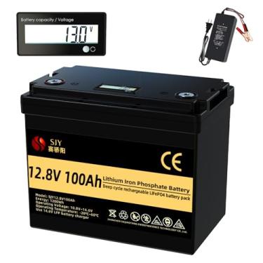 Imagem de Bateria de lítio SaiJiaoYang LiFePo4 de 12V 100Ah de ciclo profundo, bateria de energia LiFePo4 com até 15.000 ciclos, vida útil de 15 anos para armazenamento doméstico, energia para RV e motor