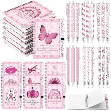 Imagem de Marspark 18 conjuntos de diários de conscientização sobre o câncer de mama, caderno espiral semanal de fita rosa com caneta esferográfica, para mulheres, evento de prevenção de sobreviventes de câncer
