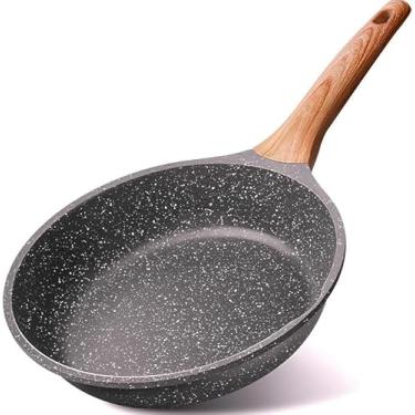 Imagem de Frigideira de Cerâmica Premium Antiaderente 28cm com Cabo de Madeira – Fundo de Indução, Grande e Larga, Não Gruda, Panela Ideal para Ovos sem Óleo