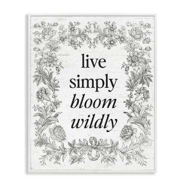 Imagem de Stupell Industries Arte giclée emoldurada branca com borda vintage Bloom Wildly, design por Lettered and Lined, 20 x 16