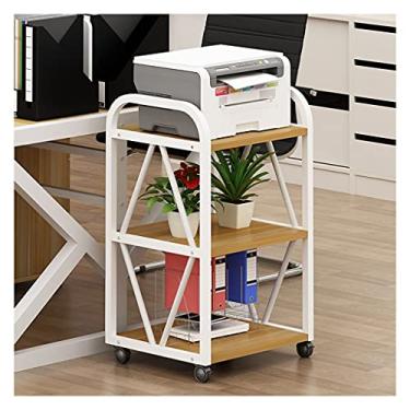 Imagem de Suporte de impressão, suporte para impressora, suporte de três camadas, prateleira de arquivos, estante de livros, armazenamento de escritório, cozinha, artigos diversos, mesa de impressora (cor: B)
