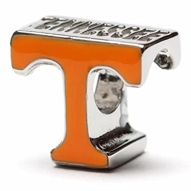 Imagem de Berloque da Universidade do Tennessee para pulseiras com pingente - Tennessee Orange Power T Bead - Berloques de aço inoxidável hipoalergênicos - Presentes Tennessee Vols para ela, Aço inoxidável Aço