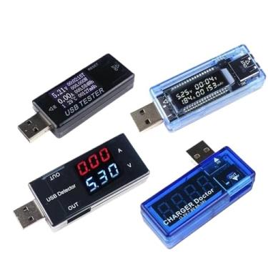 Imagem de Voltímetro USB Amperímetro Testador de Tensão de Corrente LCD Display Digital Potência Capacidade da Bateria Medição Indicador de Carga USB (USB Vermelho-Azul)