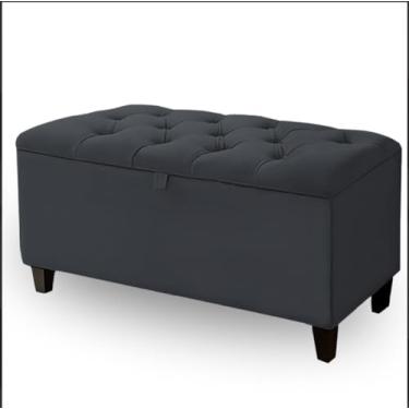 Imagem de Banco Bau Estofado Capitonê com Pés de Madeira – Elegante e Funcional (Cinza)