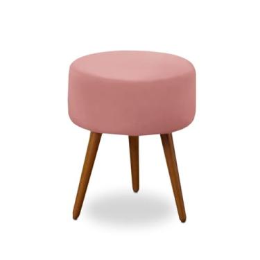 Imagem de Puff Redondo Estofado 45cm 3 Pés Palito Sala e Quarto (Rosa)
