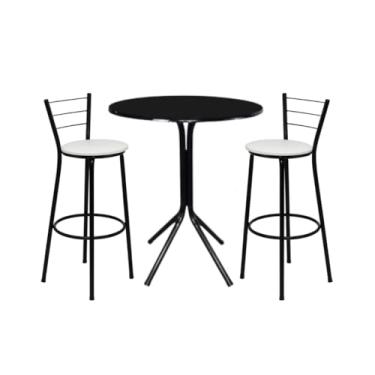 Imagem de Mesa Bistro Alta com 2 Banquetas - Conjunto Completo para Área Gourmet Bar e Varanda (Branco)