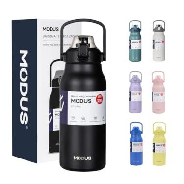 Imagem de Garrafa Térmica 1700ml - Duplamente Isolada a Vácuo, Canudo e Base Emborrachada Anti Derrapante, Mantém Bebidas Quentes por 12 Horas e Geladas por 24 Horas (Preto)