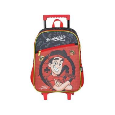 Imagem de Mochila Enaldinho Rodinhas Escolar YouTuber Infantil Meninos Cor Vermelha