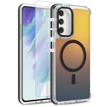 Imagem de MOWIME Capa magnética para Samsung Galaxy S21 FE 5G [compatível com Magsafe] [lindo design fluorescente moderno] [1 protetor de tela] capa fosca translúcida fina para Galaxy S21 FE 5G 6,4 polegadas