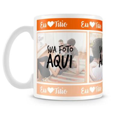 Imagem de Caneca Personalizada Eu Amo Titio com 3 Fotos de Sua Escolha - Amo Can