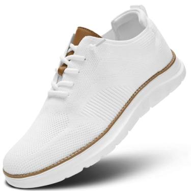 Imagem de Sapato social masculino casual, moderno, para caminhada, malha, Oxford, trabalho, leve, sola macia, Z45 branco, 41