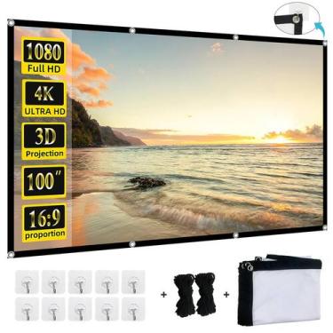 Imagem de Tela de projetor XINLEMY 100 polegadas 4K 16:9 HD dobrável e lavável