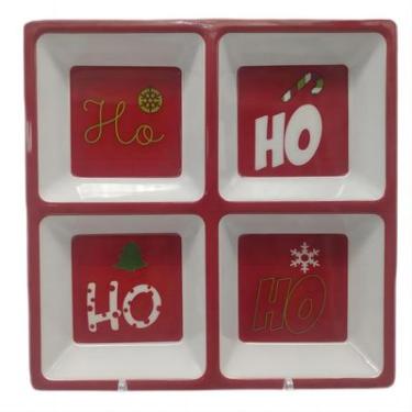Imagem de Petisqueira Quadrada Melamina 22CM Ho Ho Ho Natal- Festive