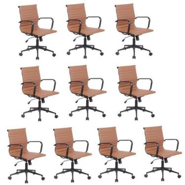 Imagem de Kit 10 Cadeiras de Escritório Diretor Esteirinha em material sintético