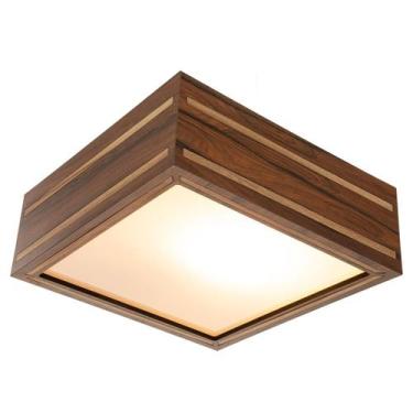 Imagem de Luminária Decorativa Madeira Plafon Ilhota Nog 30cm - CREATUS, Pau Fer