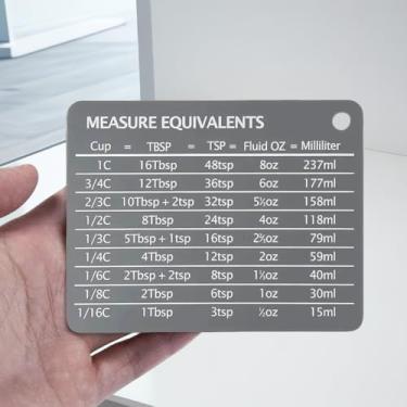 Imagem de Ímã de tabela de conversão, conversão de medição métrica de aço inoxidável para cozinhar, assar, cinza