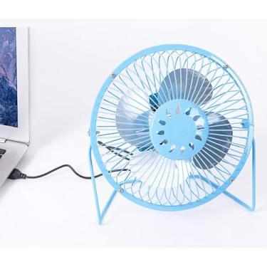Imagem de Pacote com 1 mini cabo USB sem bateria, ventiladores de plugue para casa, escritório, quarto, azul