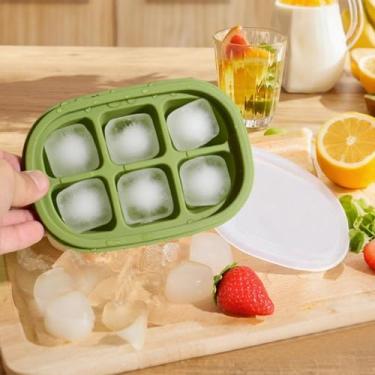 Imagem de Bandeja de cubo de gelo com tampa para freezer, moldes de silicone antiaderentes flexíveis para tornar o gelo fácil de limpar e armazenar