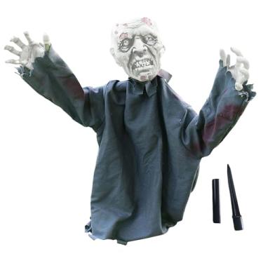 Imagem de Sclmgo Estaca de Gramado Zumbi Assustadora, Estátua de Decoração de Halloween, Material de Tecido Durável, Adequado para Jardim, Pátio, Casa Mal-assombrada, L Bué, Tamanho real