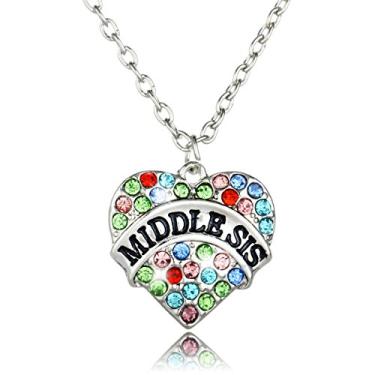 Imagem de Colar de coração de irmã para mulheres, presentes para irmãs mais velhas, irmãs, irmãzinhas, presentes de aniversário de Natal para irmãs, One Size, Aço inoxidável, Sem Pedra Preciosa