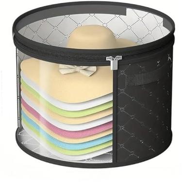Imagem de Bolsa de armazenamento de chapéu de artigos domésticos cesta de armazenamento dobrável bolsa de armazenamento de praia empilhável redonda para viagem