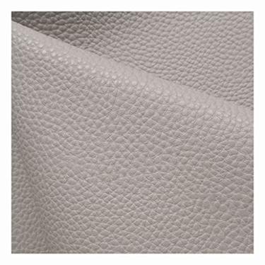 Imagem de Tecido de couro sintético PU por metro 100 x 140 cm/39" x 55" tecido de vinil de couro sintético para artesanato faça você mesmo, reparo de sofá, capa de assentos (cinza bege, 1,4 x 9 m)