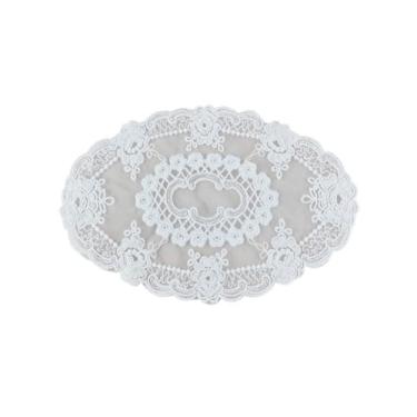 Imagem de Toalha de mesa retrô vintage almofada de café copo americano estilo francês renda (17 x 28 cm)