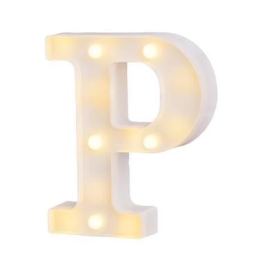 Imagem de Letras para letreiro de LED, letreiro para casamento, festa de aniversário, decoração de Natal, luz noturna e alfabeto de bar em casa (P)
