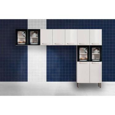 Imagem de Cozinha Modulada Bertolini Evidence 3 Peças (2aéreos+1paneleiro) Cpt55 Branco-preto-bertolini