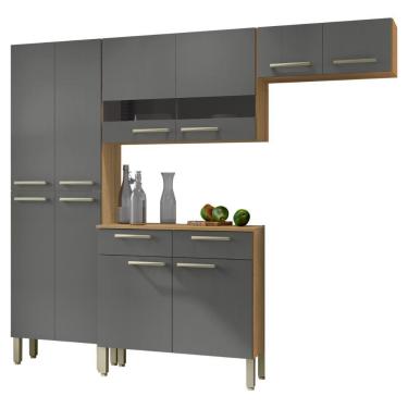 Imagem de Cozinha Completa Compacta 10 Portas Nala Kits Paraná Freijó Gris