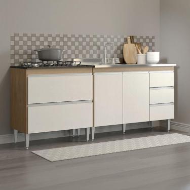 Imagem de Balcão Para Cozinha Pequena Mdp Menu Móveis Branco