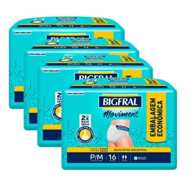 Imagem de Kit 4 Roupa Íntima Bigfral Moviment P/M 16 Unidades