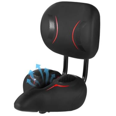 Imagem de Assento de bicicleta com encosto – selim de bicicleta grande com suporte para as costas, selim acolchoado de poliuretano largo para bicicleta, substituição universal para triciclo, altura ajustável