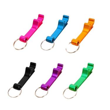 Imagem de PLAYTHROUGH Conjunto de chaveiro abridor de garrafas, pacote com 6, abridor de tampa de garrafa para cerveja, refrigerante, latas e tops, fácil de transportar (6 cores-6)