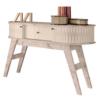 Imagem de Aparador Para Sala 1 Gaveta 136 Cm Estoril Madetec Calacata Off White