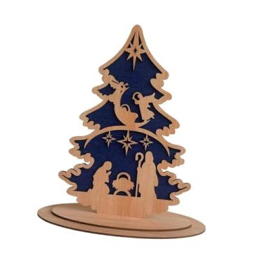 Imagem de IEUDNS Decoração de Natal: Pequena Árvore de Natal, Presente de Natal, Placa de Madeira, Decoração de Mesa para Casa de Campo de Inverno, Prateleira, Sala de, Style C