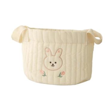 Imagem de simhoa Organizador de fraldas para bebês, cesta de fraldas, portátil, versátil, organizador de trocador, suporte de brinquedos para carro, ambiente, Coelho Pequeno