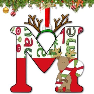 Imagem de 26 enfeites de letras para decoração de árvore de Natal 2025, enfeites de letras de Natal com inicial A a Z, pingente pendurado personalizado, alfabeto de Natal, enfeite de artesanato DIY (M)
