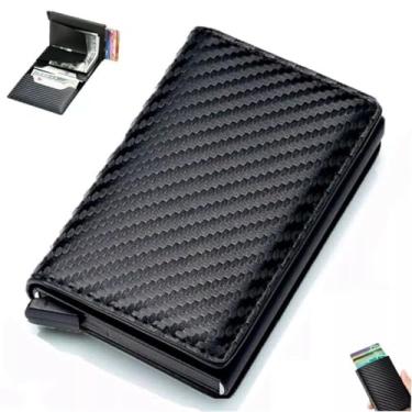 Imagem de Carteira Porta Cartão Slim Masculina com Proteção RFID Antifurto – Couro Sintético, Compacta, Leve e Elegante para Cartões e Dinheiro (1)