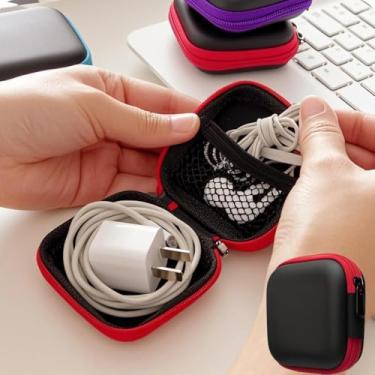 Imagem de Organizador de cabos de viagem – Estojo de transporte para acessórios eletrônicos, bolsa de armazenamento de camada dupla portátil à prova d'água para cabo, carregador, fone de ouvido