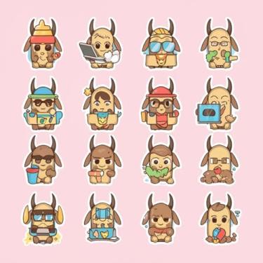 Imagem de Adesivo de Parede Infantil com Animais e Emojis Kawaii para Quarto Criança Decorativo e Fácil de Remover 40x40cm