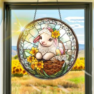 Imagem de Acrílico colorido, apanhadores de sol, decoração de janela pendurada de ovelhas, arte de parede de arco-íris, para sala de estar, quarto, varanda, interior e exterior, jardim, enfeites de Natal 19 x